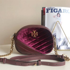 tory burch/托里伯奇TB香港代购网站正品Kira小号羊皮丝绒链条包相机包