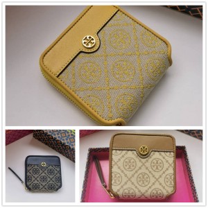 TORY BURCH 汤丽柏琦TB中国官网女包T MONOGRAM 提花双折钱包79381