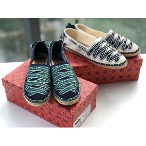 tory burch/托里伯奇官网TB女鞋帆布LOGO GROSGRAIN ESPADRILLE渔夫鞋