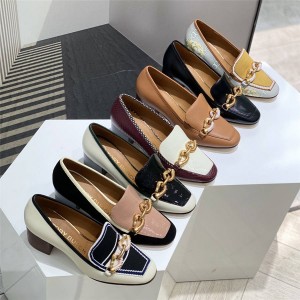 tory burch/托里伯奇TB官网正品女鞋海马扣JESSA粗跟乐福鞋高跟鞋